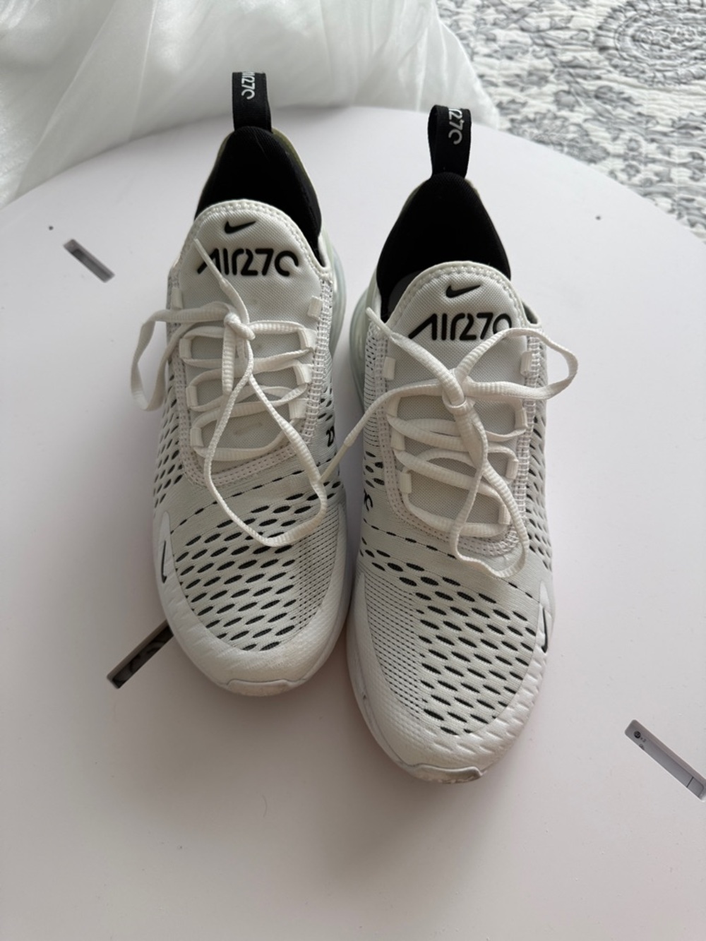 Nike White and Black Air 270 Women's Athletic Sneakers